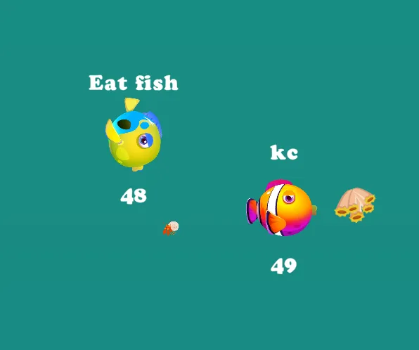 Fish Eat Fish, a smaller fish next to a bigger fish that can eat it